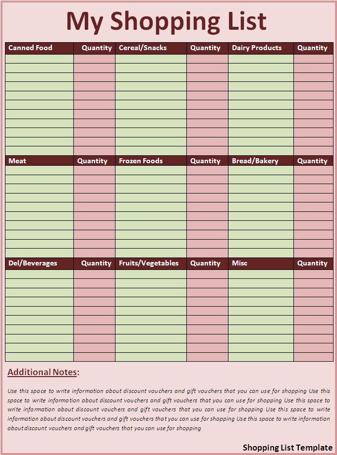  Microsoft Excel Shopping List Template The Best Free Software For 