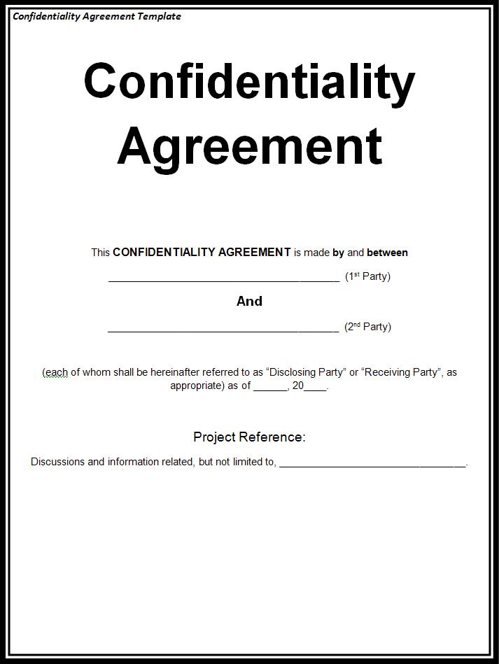 Confidentiality Agreement Template Free Printable Word Templates