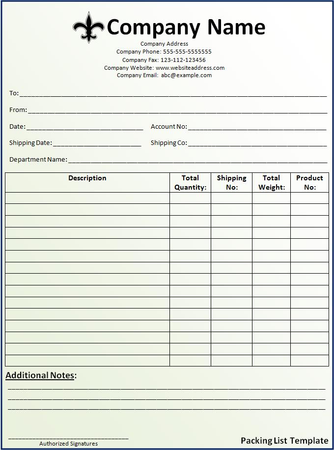 Packing List Template Free Printable Word Templates 