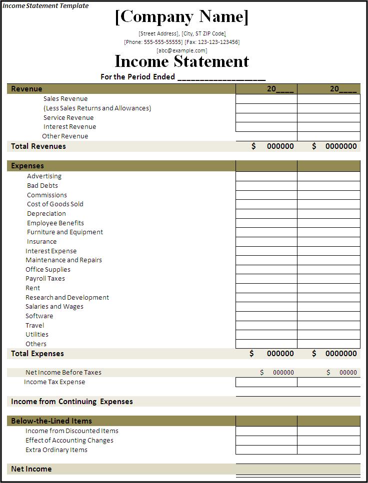 9 Simple Income Statement Template Template Guru