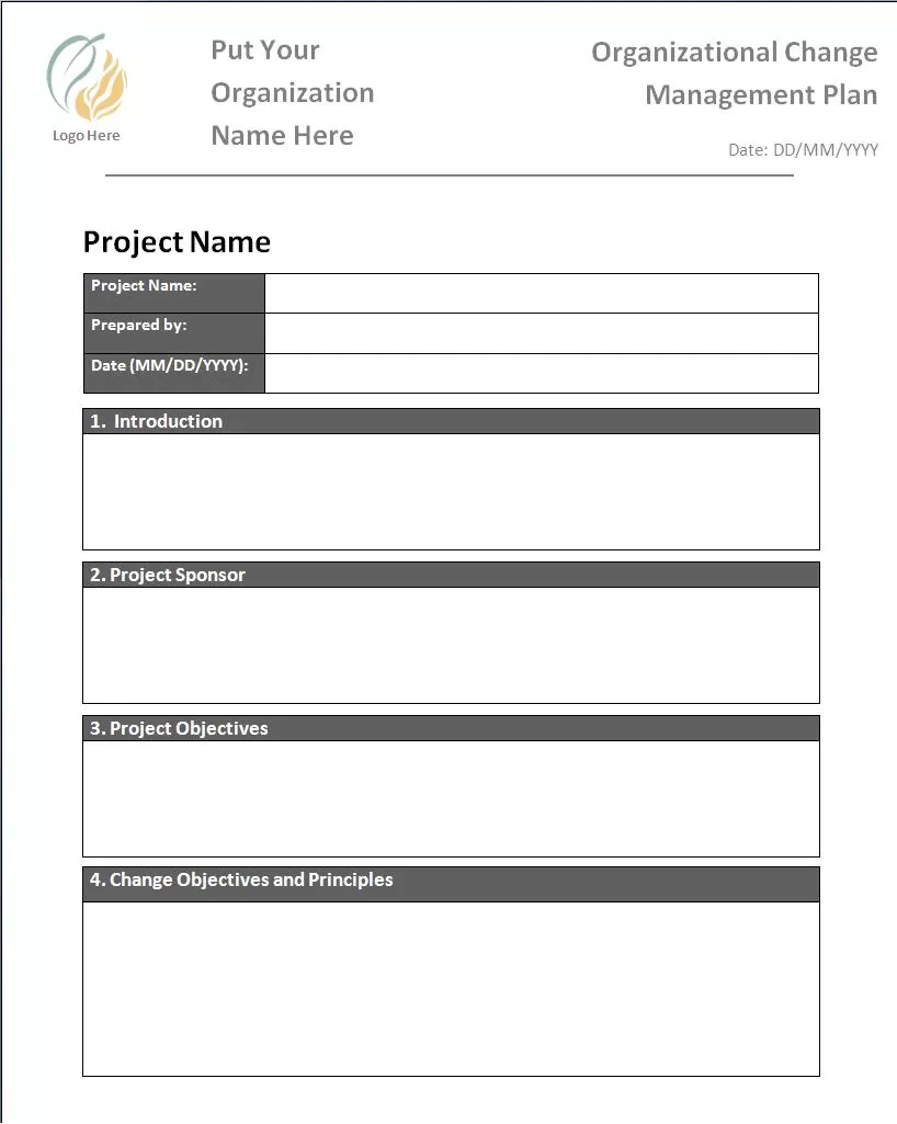 Change Management Plan Template