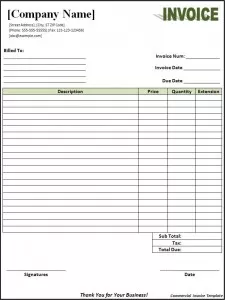 Commercial Invoice Template