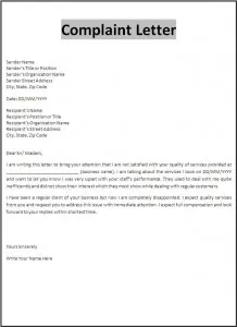 Complaint Letter Template