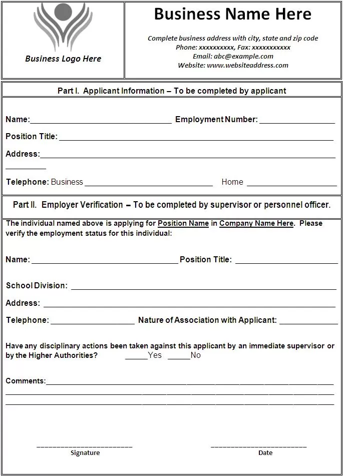 Employment Verification Form