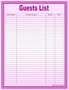 Guest List Template