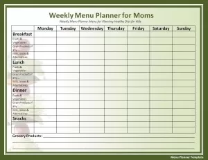 menu Planner Template