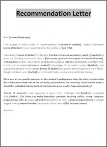 Recommendation Letter Template