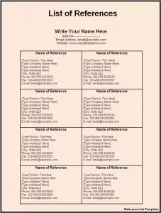 Reference List Template