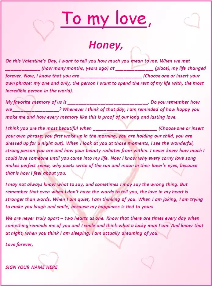 Romantic Letter Template