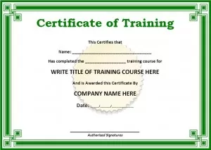 Training Certificate Template