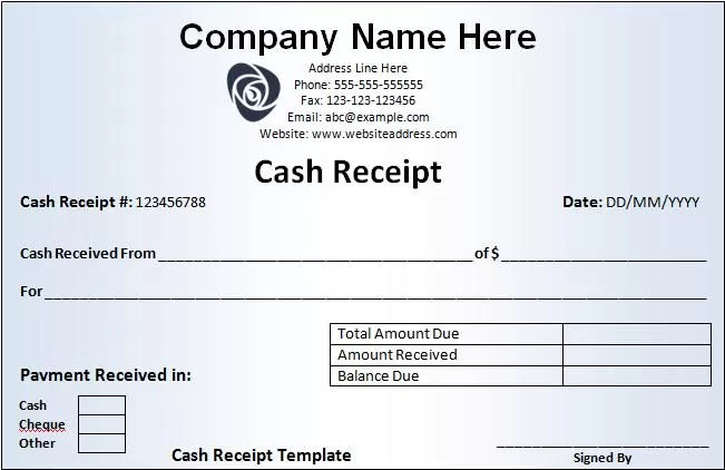 Cash Receipt Template