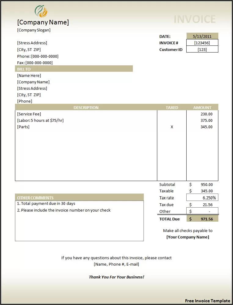 Free Invoice Template