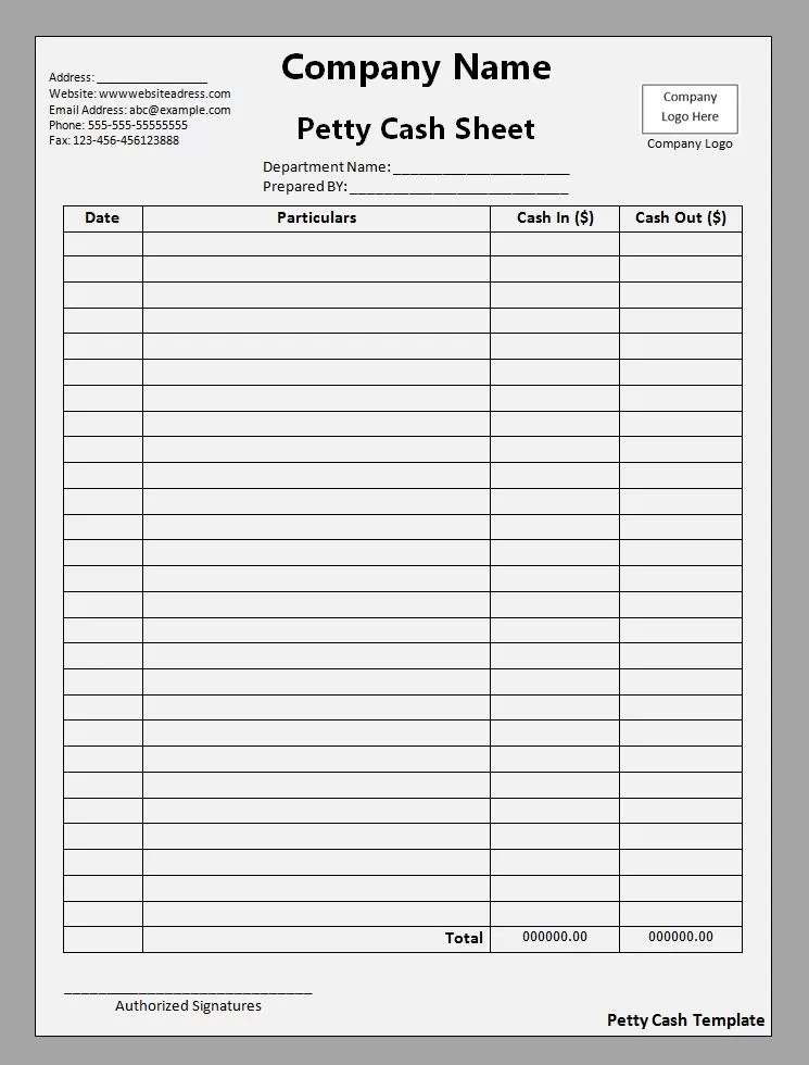 Petty Cash Template