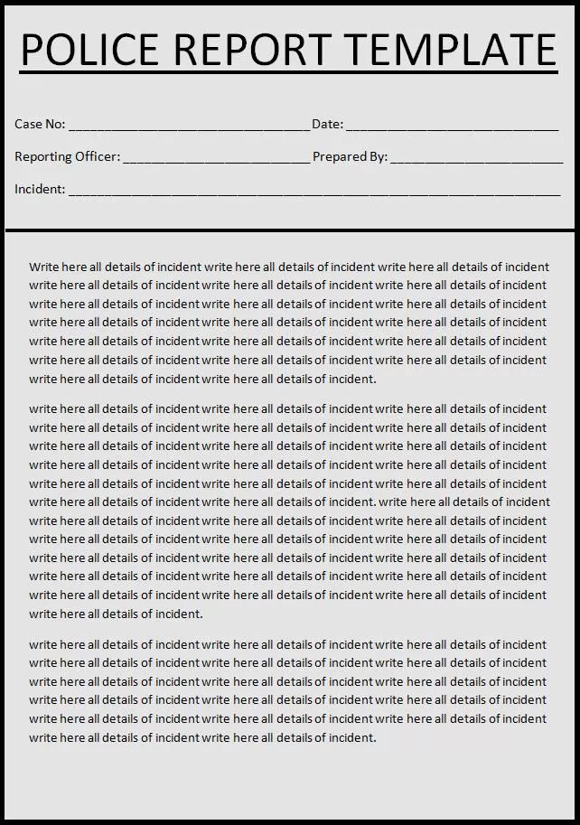 Police Report Template