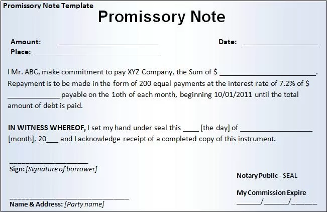 Promissory Note Template