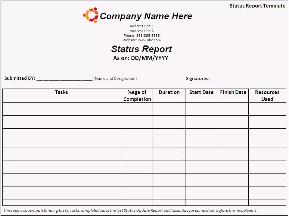 Status Report Template