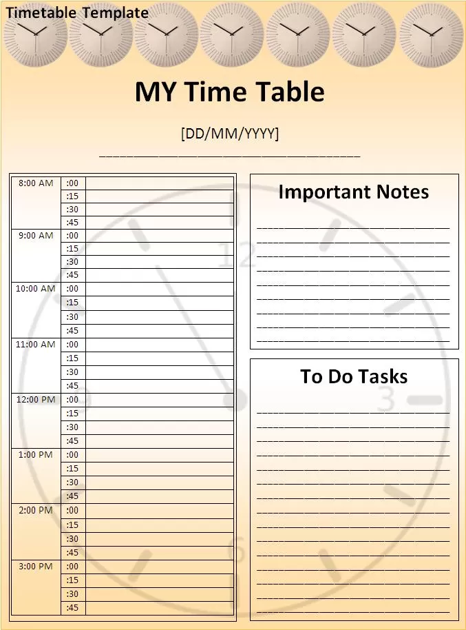 Timetable Template