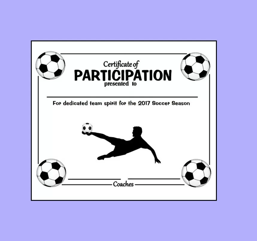 Soccer Participation Certificate Template