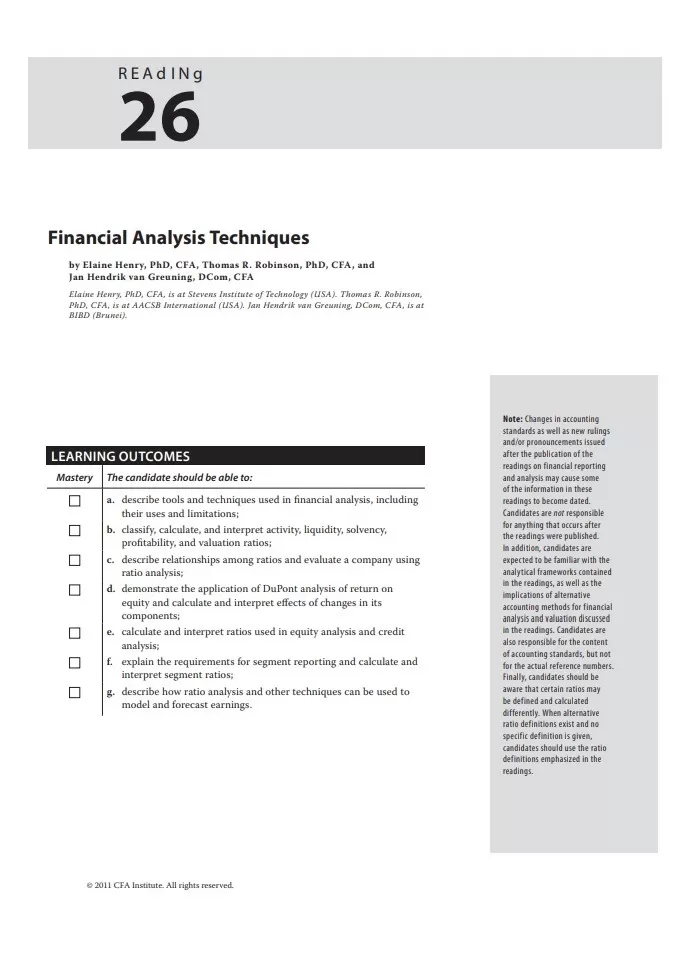 Financial Anlaysis Techniques Template