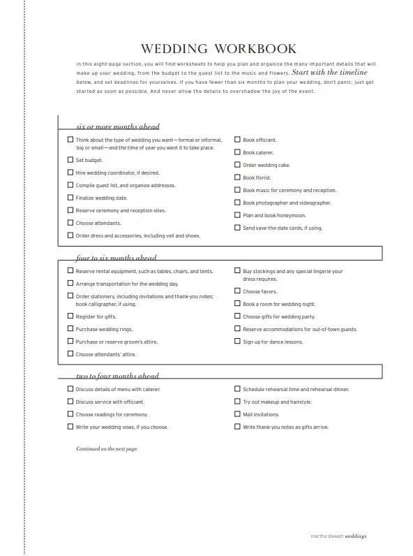 Wedding Workbook Template